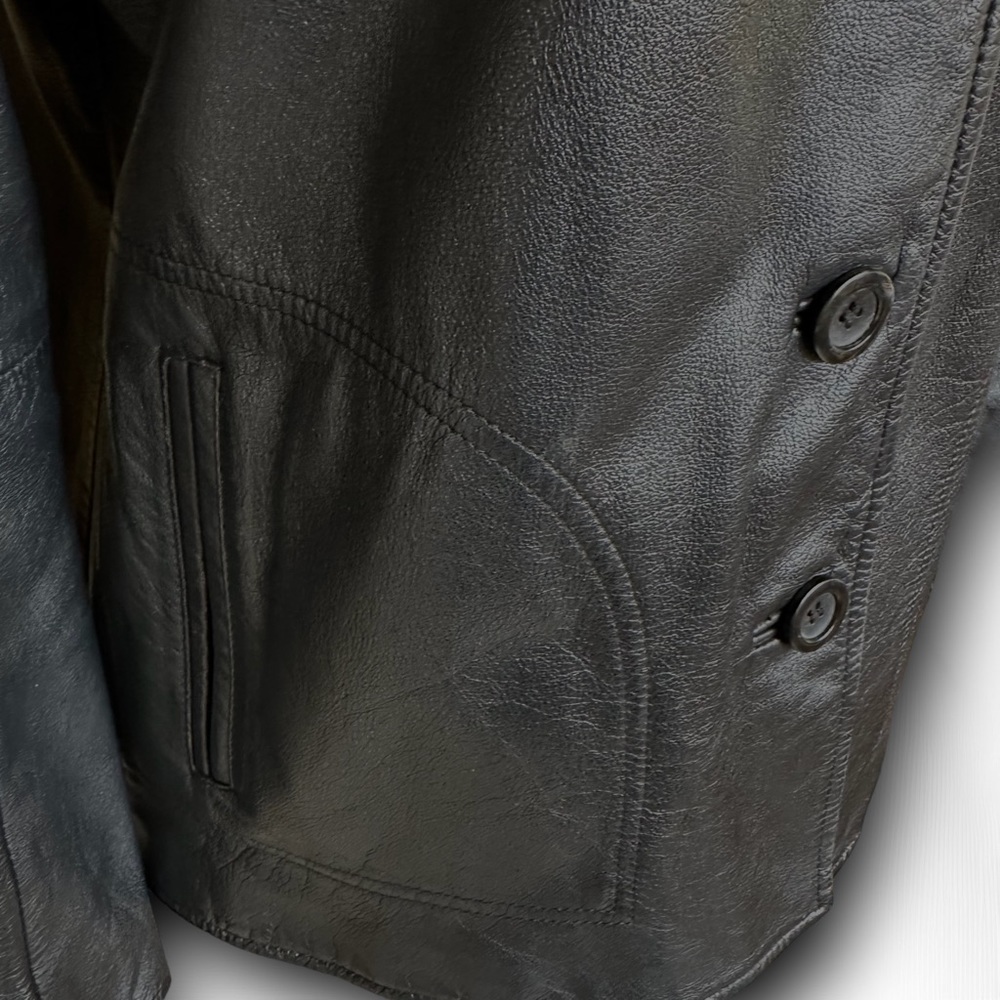 Vtg Colebrook & Co Black Leather Jacket Size Petite Medium - Picture 8 of 15